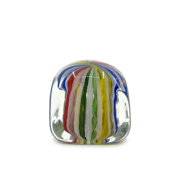 Vintage Murano Square Art Glass Paperweight